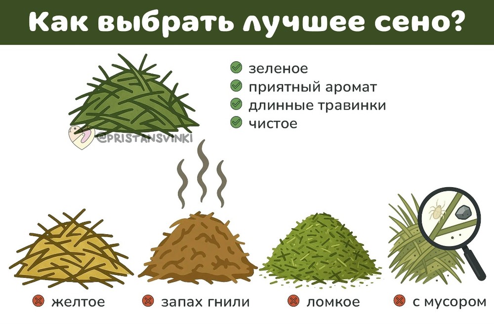 Как выбрать лучшее сено? Оно должно быть зеленое, ароматное, чистое