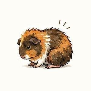 Морская свинка сидит в позе боли