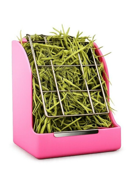 Сенник-решетка с пружиной розового цвета на белом фоне