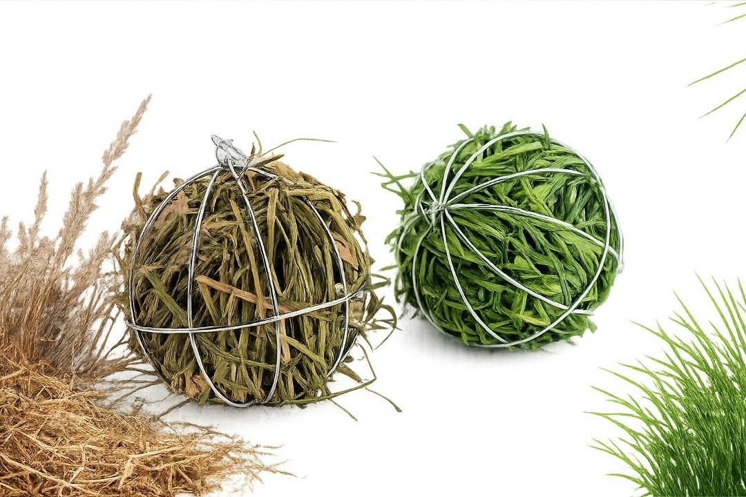 Два сенника-шара для морской свинки на белом фоне